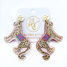 Load image into Gallery viewer, Cheetah earrings for women. Animal cheetah earrings. Animal jewelry.
