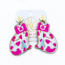 Load image into Gallery viewer, Staffordshire dog earring in pink. Foo dog earrings. Perfect for dog lovers.