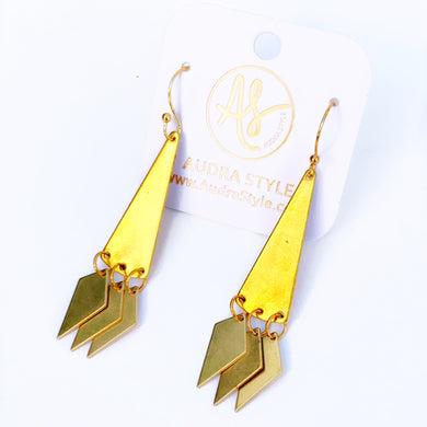 Raw and Shiny Brass Triangle Charm Drops