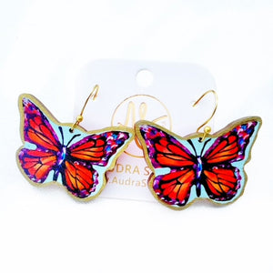Butterfly dangle earring for women! Handmade butterfly earrings designed from original artwork. Fast shipping and safe for sensitive ears. 