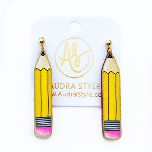Pencil earrings for teacher. Best gift for a teacher. Cute teacher gift. 