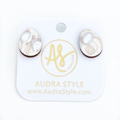 Easter Egg Stud - Cream Abstract