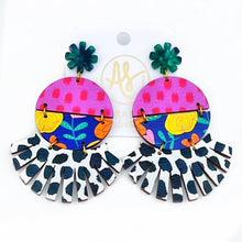 Load image into Gallery viewer, Roxie - PRD Tulip Navy Black Dot-Dangle Earring