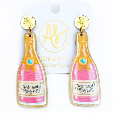 Champagne bottle earrings. Pink champagne bottle earring. Earrings for women. Bridesmaid gift, bachelorette party gift.