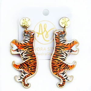 Tiger earrings. Clemson tiger earrings. Perfect for Clemson game day or for tiger lovers.