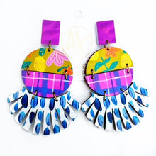 Load image into Gallery viewer, Roxie - Tulip Chartreuse Fuchsia Blue Plaid Navy Dash-Dangle Earring