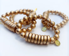 Load image into Gallery viewer, Audra Style™ Gold Wood Bead Bracelet