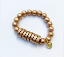 Load image into Gallery viewer, Audra Style™ Gold Wood Bead Bracelet