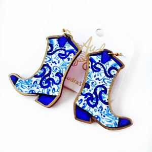 Cowgirl Boots - Blue & White