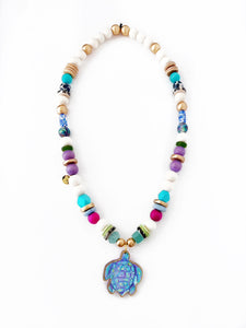 Beaded Blue Sea Turtle Necklace