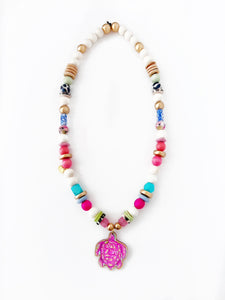 Beaded Pink Sea Turtle Necklace