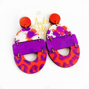 Purple and Orange Gameday Clemson Tigers Collegiate Earrings
