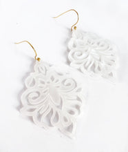 Load image into Gallery viewer, Damask Drop Earring - White Pearl Neutral Spring Summer Statement Earring