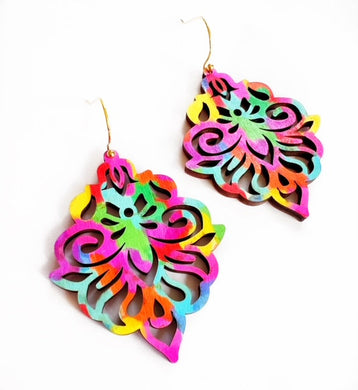 Damask Drop Earring - Colorful Bright Spring Summer Statement Earring
