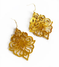 Load image into Gallery viewer, Damask Drop Earring - Gold Mirror Spring Summer Statement Earring