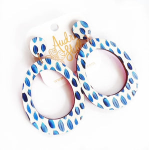 Olivia Drop Earring - Colorful Bright Blue White Spring Summer Statement Earring