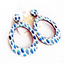 Load image into Gallery viewer, Olivia Drop Earring - Colorful Bright Blue White Spring Summer Statement Earring