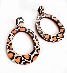 Olivia Drop Earring - Leopard Cheetah Print Spring Summer Statement Earring