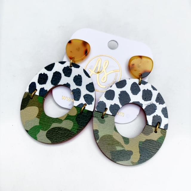 Amanda - Black Dot Camo - Dangle Earring