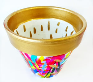 Hand Painted Abstract Flower Pot - #8