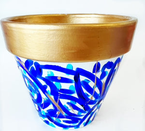 Hand Painted Blue and White Flower Pot - #46