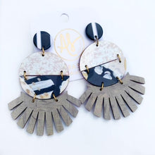 Load image into Gallery viewer, Roxie - Taupe Damask Black Cream Dark Taupe-Dangle Earring-Dangle Earring