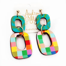 Load image into Gallery viewer, Lola - Link Rainbow Pixel Spring Summer Statement Earring