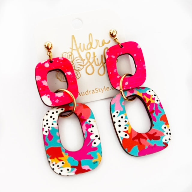 Lola-  Link Hot Pink Spring Summer Statement Earring