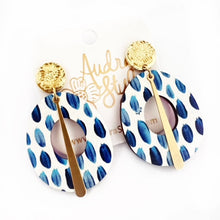 Load image into Gallery viewer, Blue White Bold Spring Summer Statement Earring