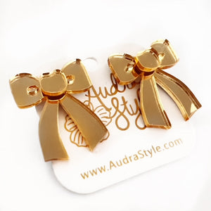 Bow Stud Gold Mirror Spring Summer Statement Earring
