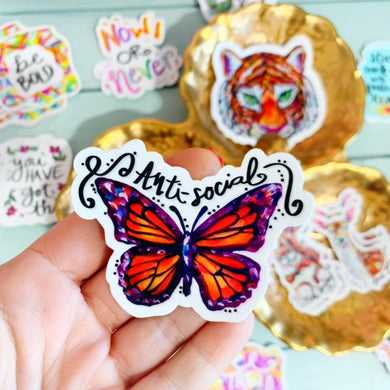 Anti-Social Butterfly Sticker