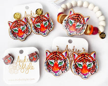 Load image into Gallery viewer, Tiger Face Dangle Earring with Stud