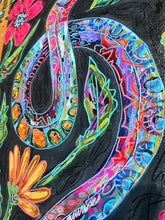 Load image into Gallery viewer, &quot;In the Garden&quot; Snake 12&quot;x36&quot; Acrylic Painting on Gallery Wrapped Canvas