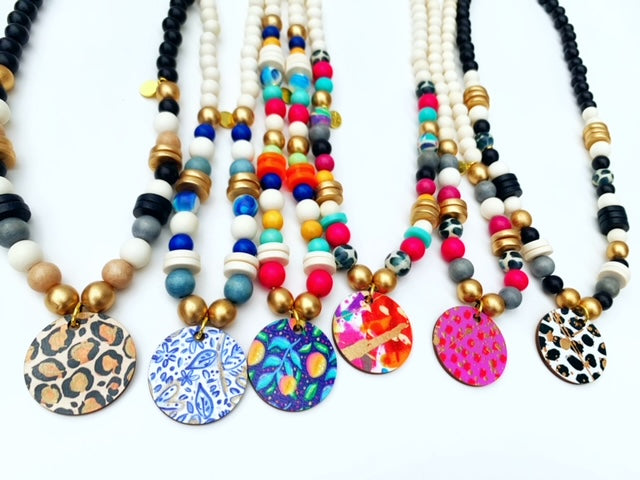 Audra Style™️ Leopard Print Pendant Beaded Necklace