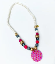 Load image into Gallery viewer, Audra Style™️ Pink Red Dot Pendant Beaded Necklace