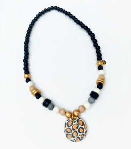 Audra Style™️ Leopard Print Pendant Beaded Necklace