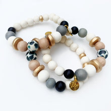 Load image into Gallery viewer, Audra Style™ Taupe Grey Black White Stacking Bracelet