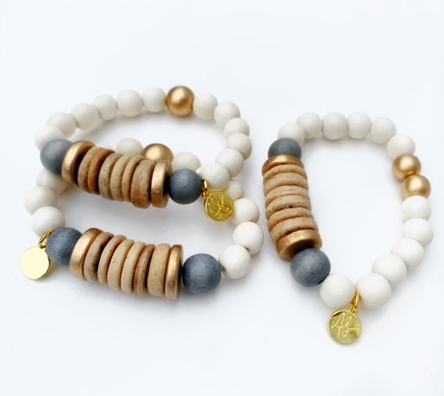 Audra Style™ Light Coconut Grey White Stacking Bracelet