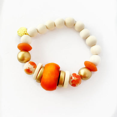 University of Texas or Tennessee Orange White Gameday Collegiate Beaded Bracelet