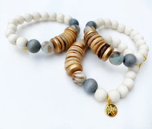 Load image into Gallery viewer, Audra Style™ Light Coconut Neutral Abstract Grey Stacking Bracelet