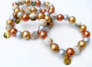 Audra Style™ Stacking Bracelets - Mixed Metals Neutral Abstract