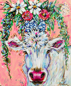 Pig and Bouquet Canvas