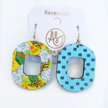 Load image into Gallery viewer, Betty - (Reversible) White Rose Yellow Mint Grey-Dangle Earring