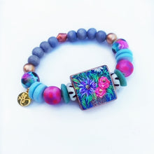 Load image into Gallery viewer, Audra Style™ Leopard Floral Bouquet Focal Bead Mixed Media Bracelet
