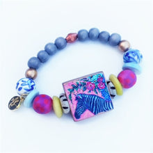 Load image into Gallery viewer, Audra Style™ Zebra Focal Bead Mixed Media Bracelet