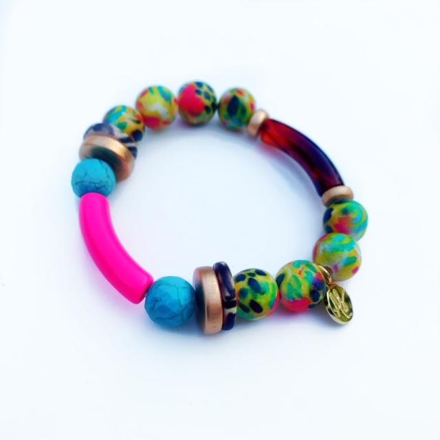 Limited Edition Audra Style™ Stacking Bracelet - FWP Tortoise Hot Pink