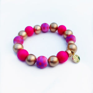 Audra Style™ Stacking Bracelet - Pink Red Dot Gold