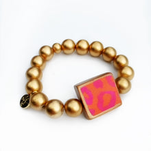 Load image into Gallery viewer, Mango Caramel Leopard Matte Gold Stacking Bracelet