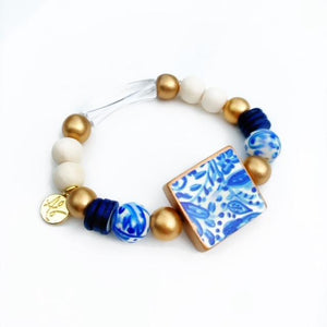 Limited Edition Blue and White Beaded Stacking Bracelet