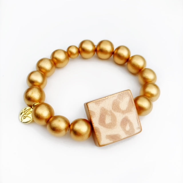 Pale Cheetah Matte Gold Stacking Bracelet